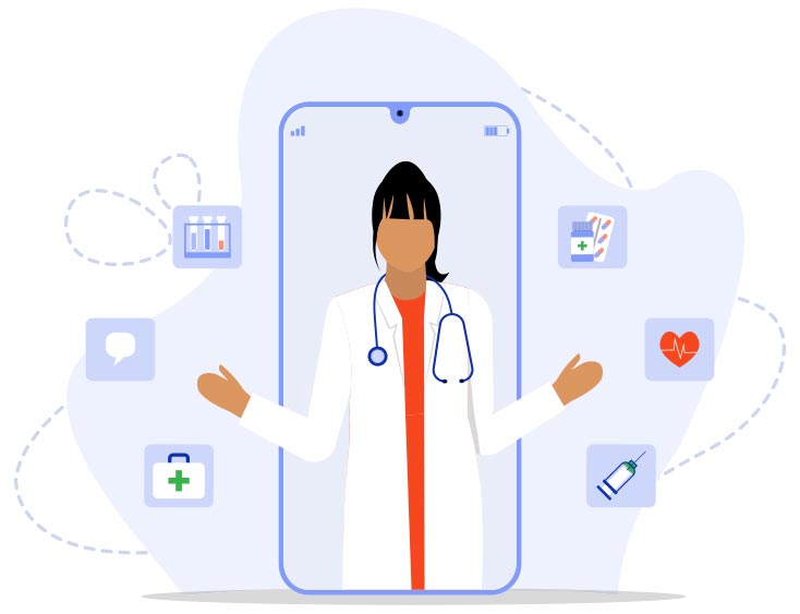 illustration of doctor being represented in a smartphone